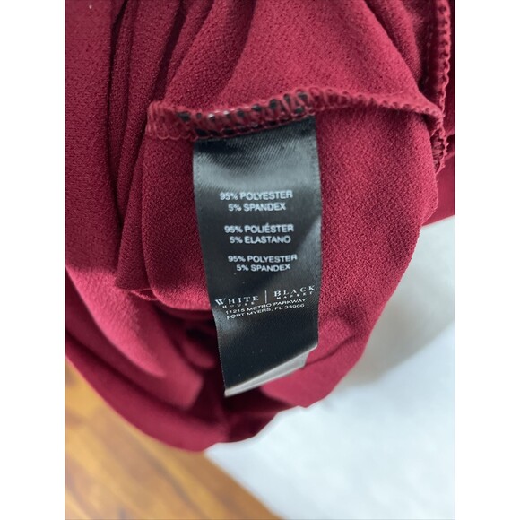 White House Black Market Keyhole Stretch Blouse Top Burgundy Size S - Picture 9 of 9